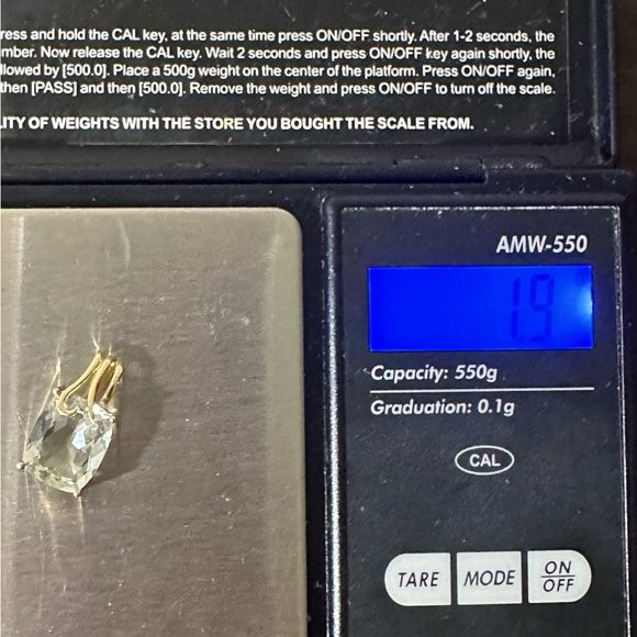 Solid 14K Yellow Gold Prasiolite Gemstone Necklace - Picture 9 of 9